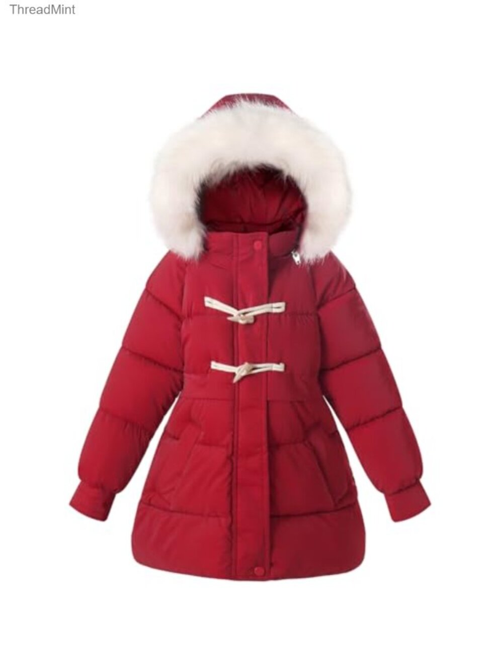 Girls Winter Puffer Jacket Parka Quilted Polyester Fleece Lined Removable Hood